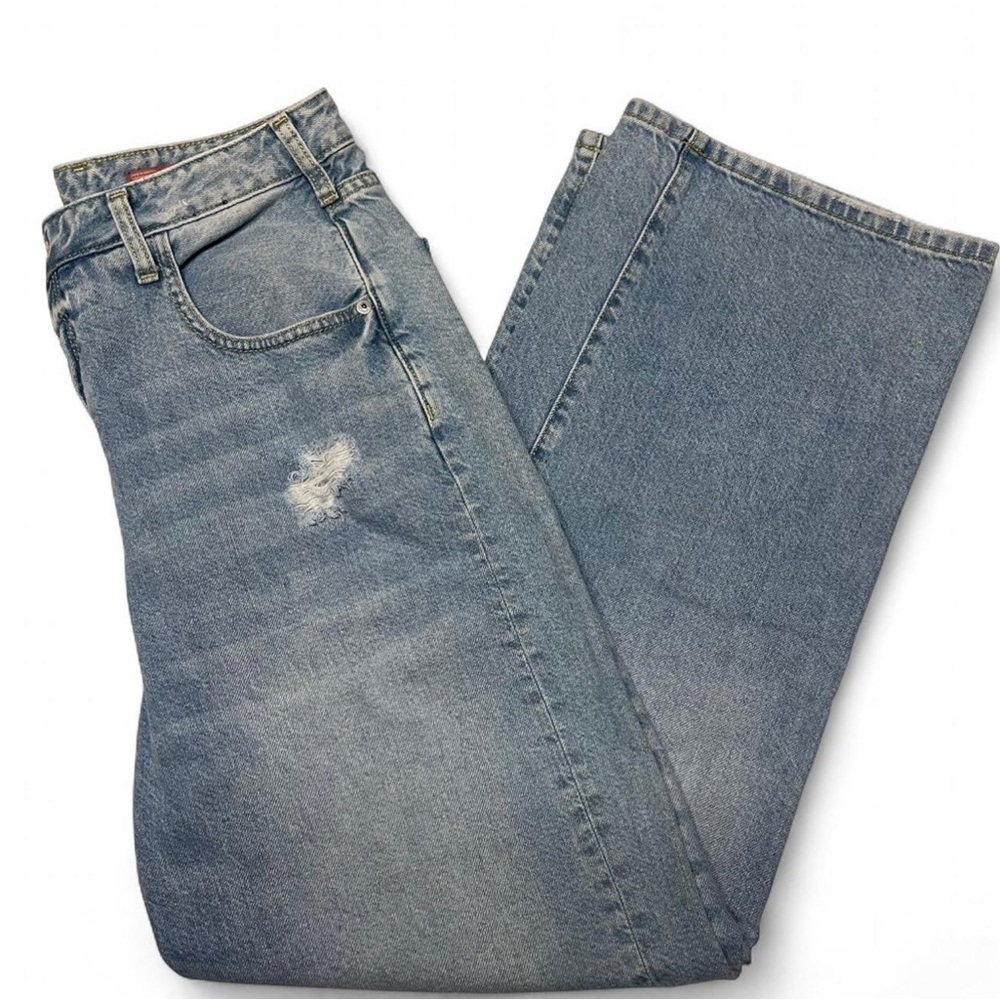 Pilcro Anthropologie Jeans Womens Size 30 Blue Wide Leg High Rise Distressed - Picture 3 of 10